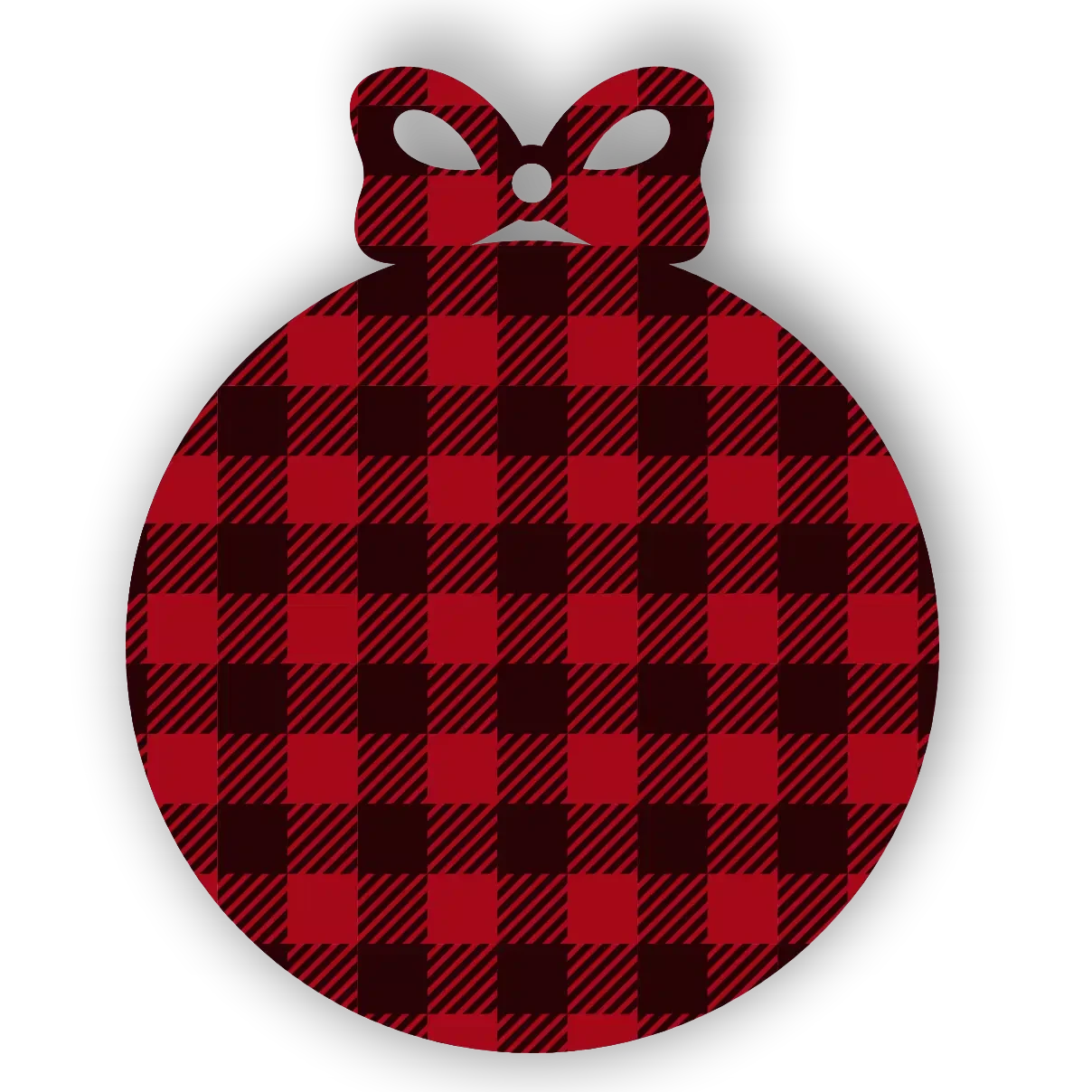 3.6" x 3" Acrylic Bow Bauble with Buffalo Plaid Print | UV Printed | 3mm Thick