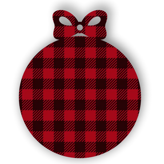 3.6" x 3" Acrylic Bow Bauble with Buffalo Plaid Print | UV Printed | 3mm Thick