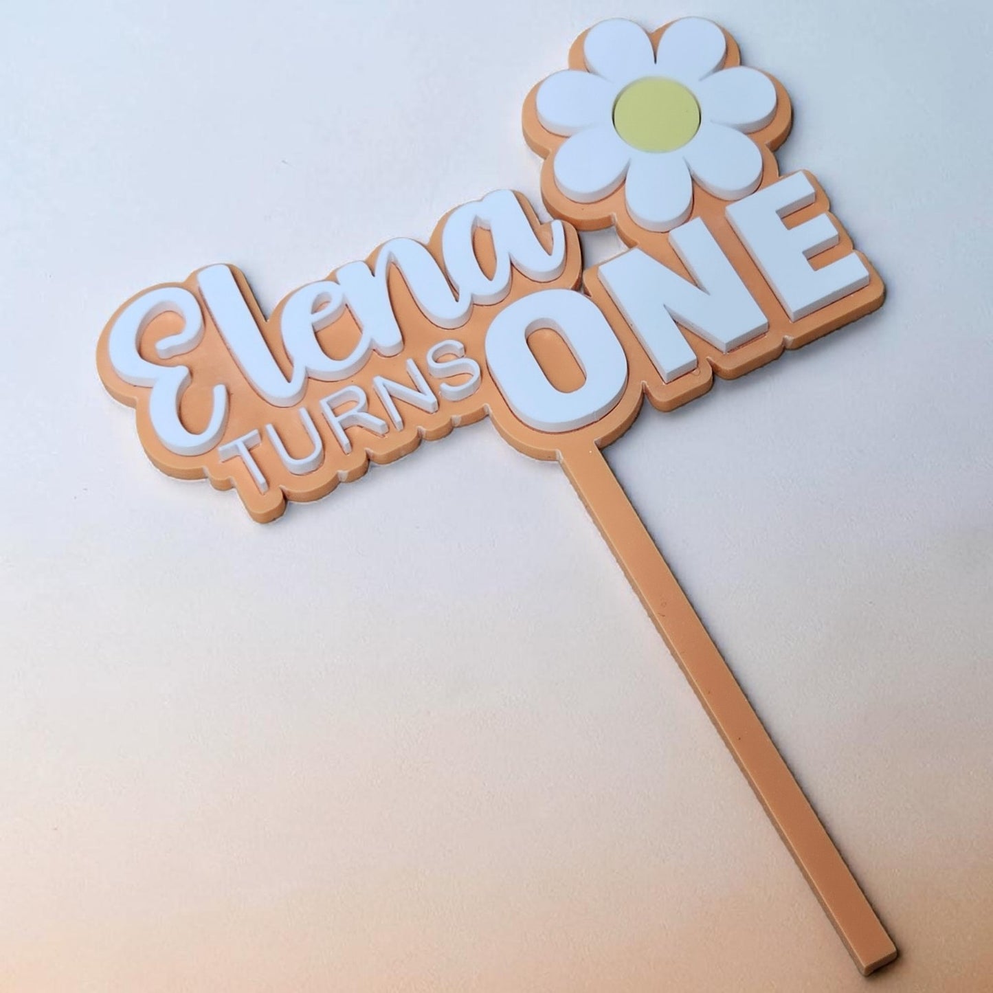 Personalised First Birthday Flower Cake Topper
