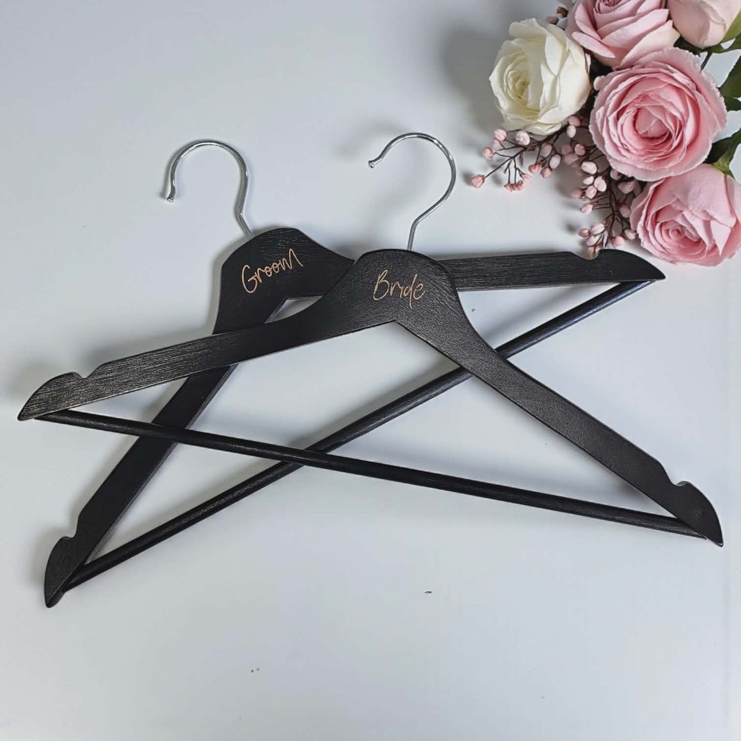 Personalised Wedding Coat Hangers – Laser Engraved Bridal & Groom Hangers