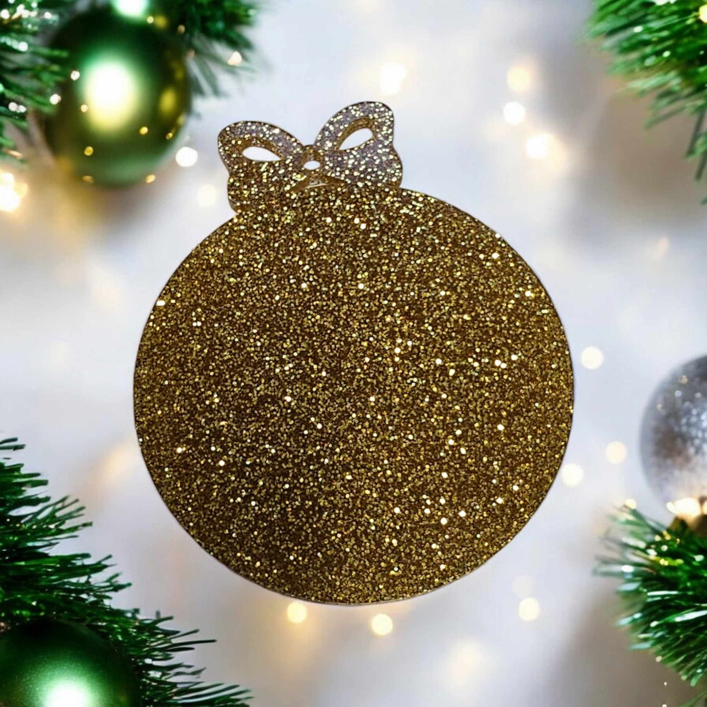 Laser-Cut Glitter Acrylic Bauble Blank