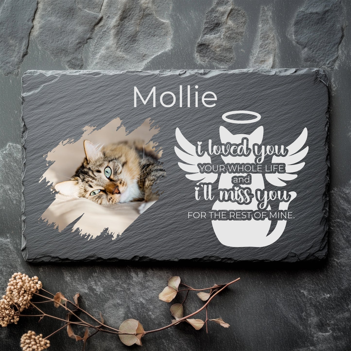 Personalised Pet Memorial Slate with Photo