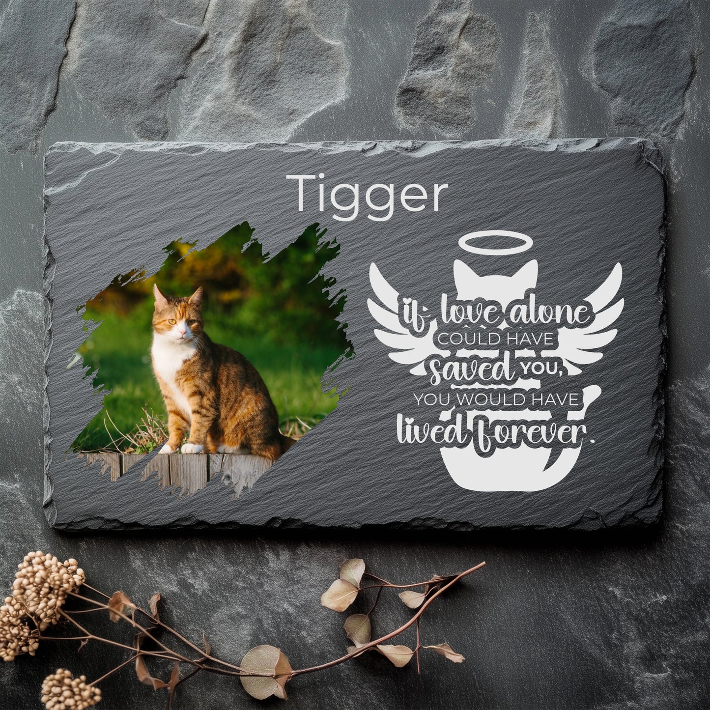 Personalised Pet Memorial Slate with Photo