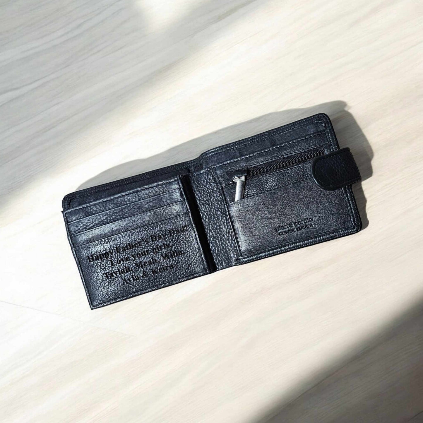 Engraved Leather Wallet and Belt Set