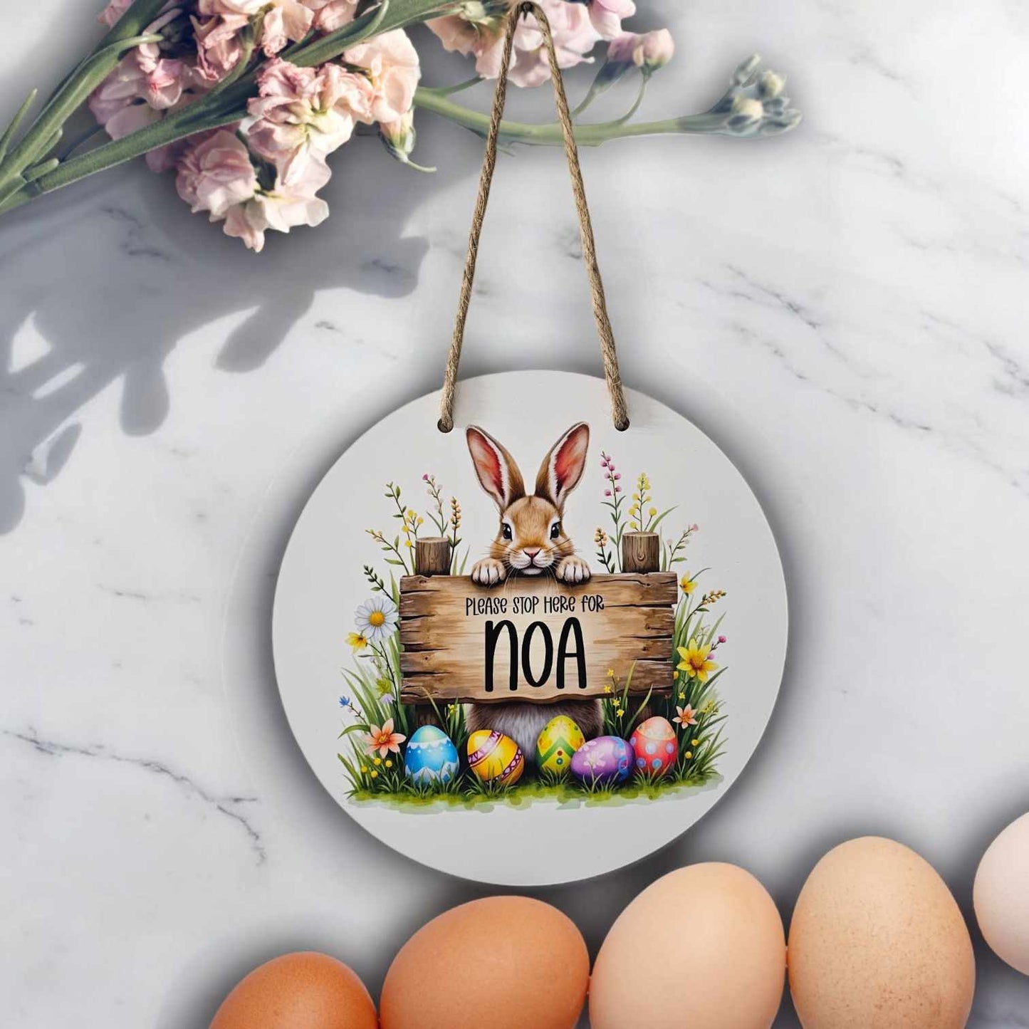 Personalised Easter Bunny "Please Stop here" Sign