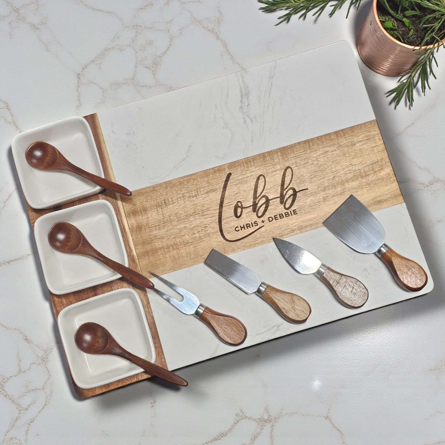 Personalised Engraved Charcuterie Board & Cheese Knife Set - The Classic