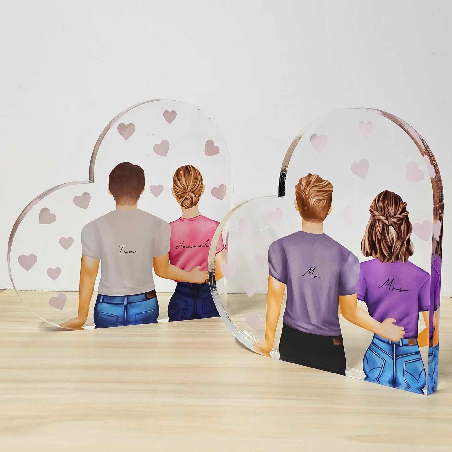 Personalised Couples Acrylic Freestanding Heart