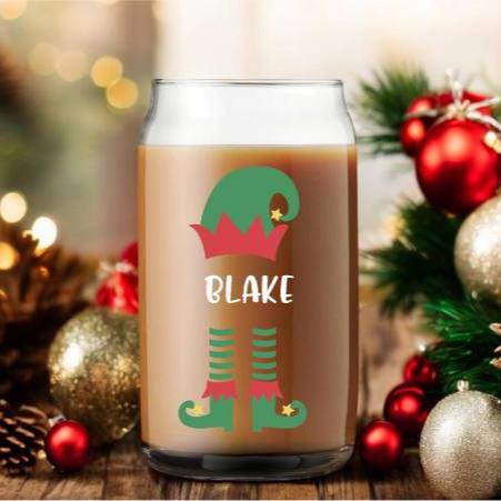 Personalised Elf Can Glass