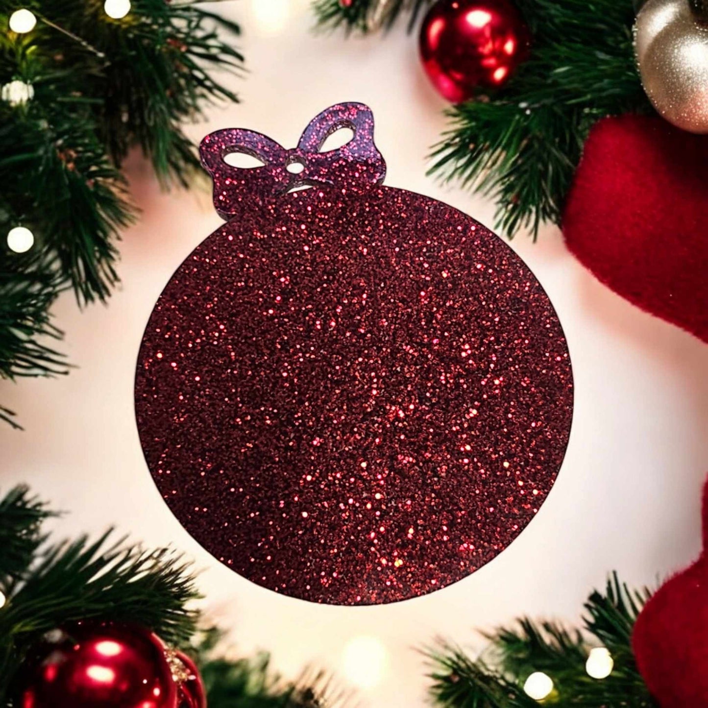 Laser-Cut Glitter Acrylic Bauble Blank