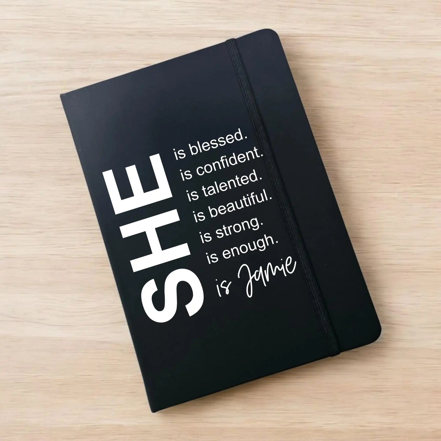 SHE IS – Personalised Empowerment A5 Notebook | UV Printed