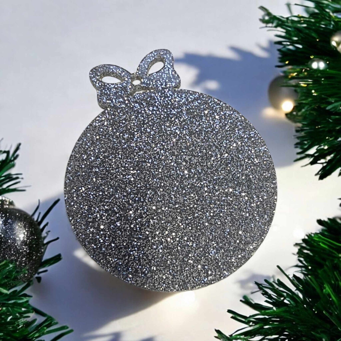 Laser-Cut Glitter Acrylic Bauble Blank