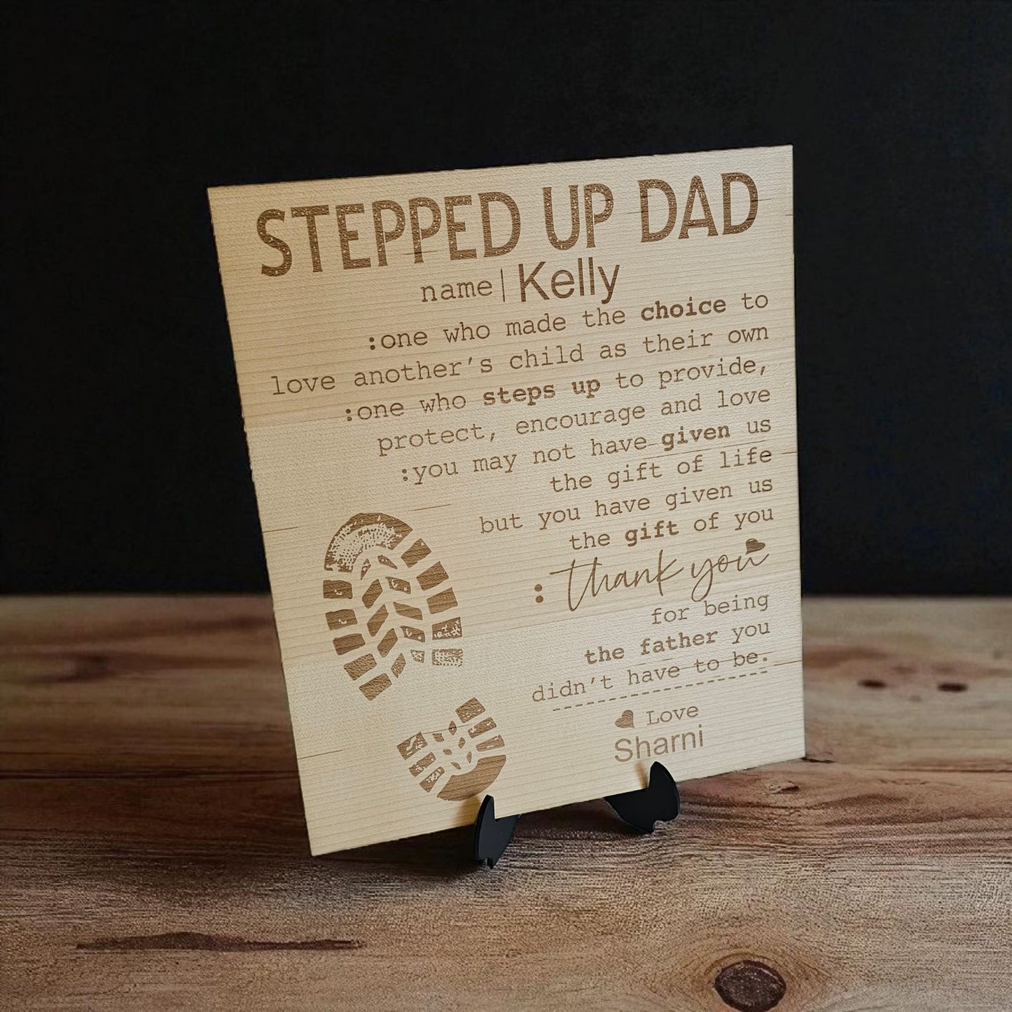 Personalised Stepped Up Dad Plaque with acrylic stand