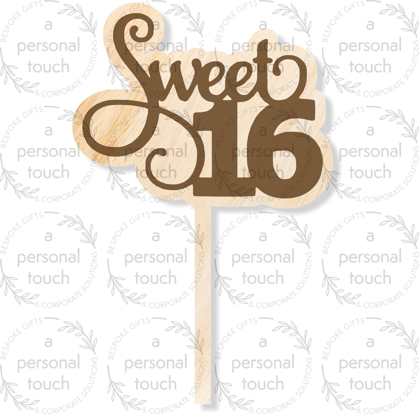 Sweet 16 Cake Topper - Wooden