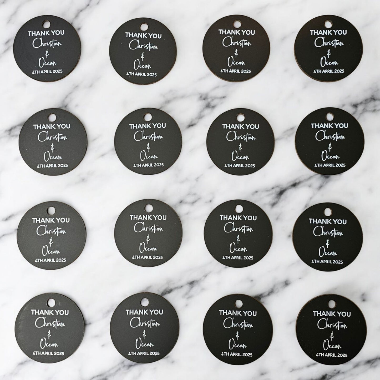 Custom Round Acrylic Wedding Favour Tags – Personalised Gift Tags NZ