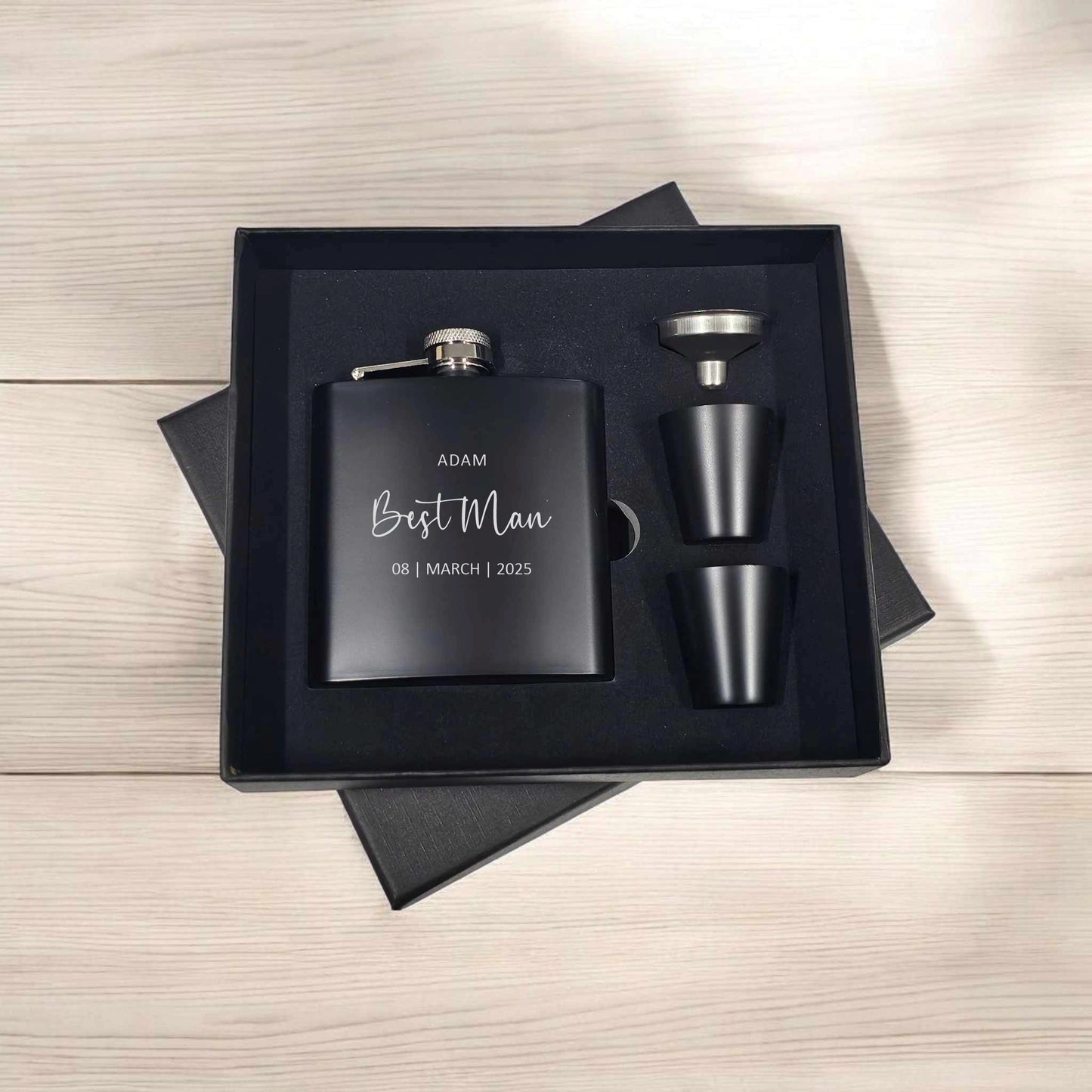 The Classic - Personalised Hip Flask Gift Box Set