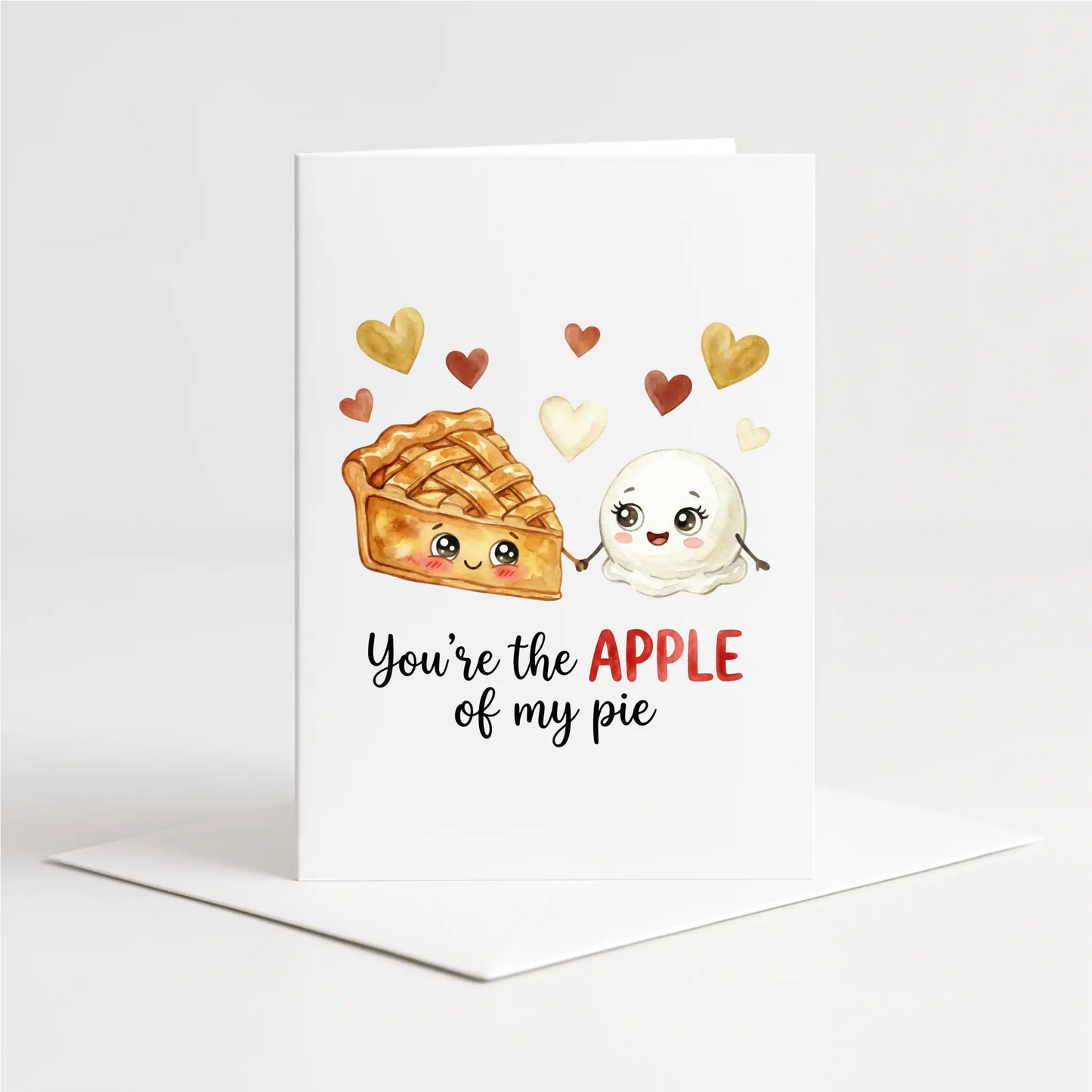 "You're The Apple Of My Pie" Card – Custom Personalised Message Printed Inside
