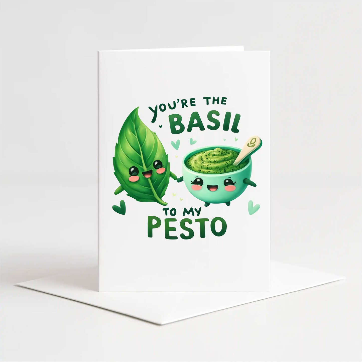 "You're the Basil to My Pesto" Card – Custom Personalised Message Printed Inside