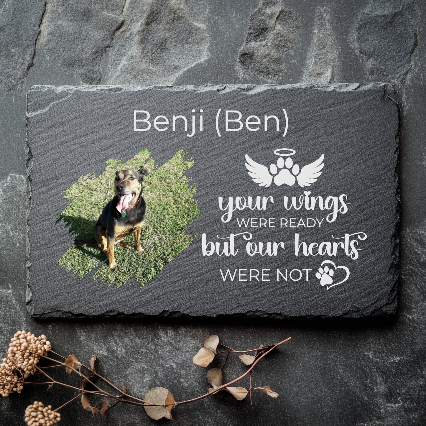 Personalised Pet Memorial Slate with Photo