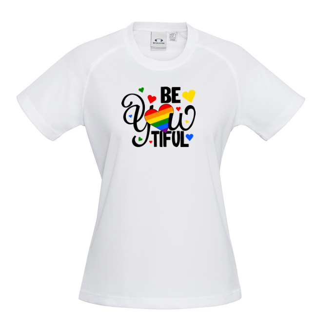Sublimation Printed "Be.You.Tiful" Pride T-Shirt - Women's - Sizes 6 - 24