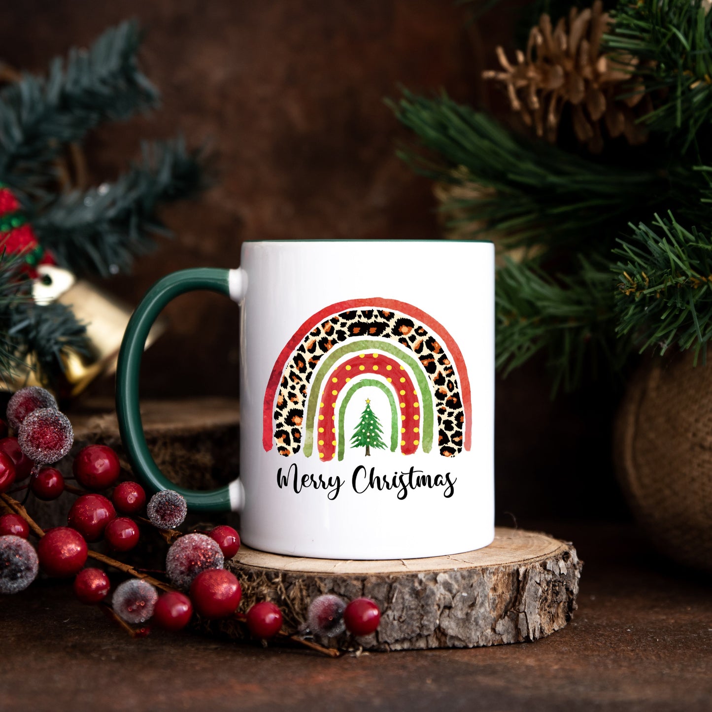 Christmas Boho Rainbow Coffee Mug