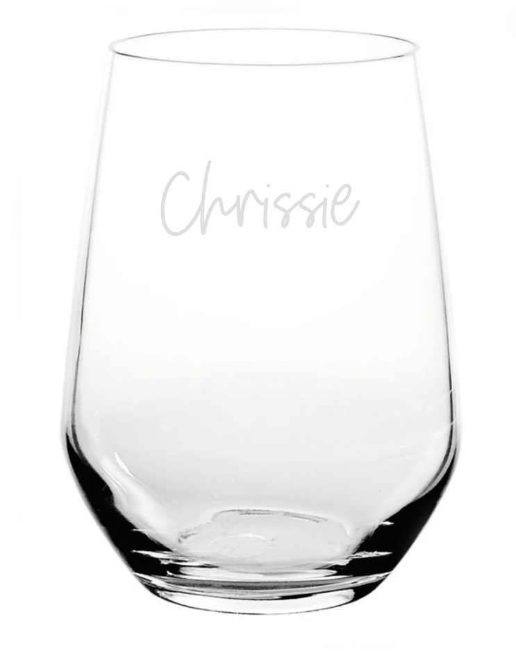 Stemless Wine Glass (Name only) - Script font 1