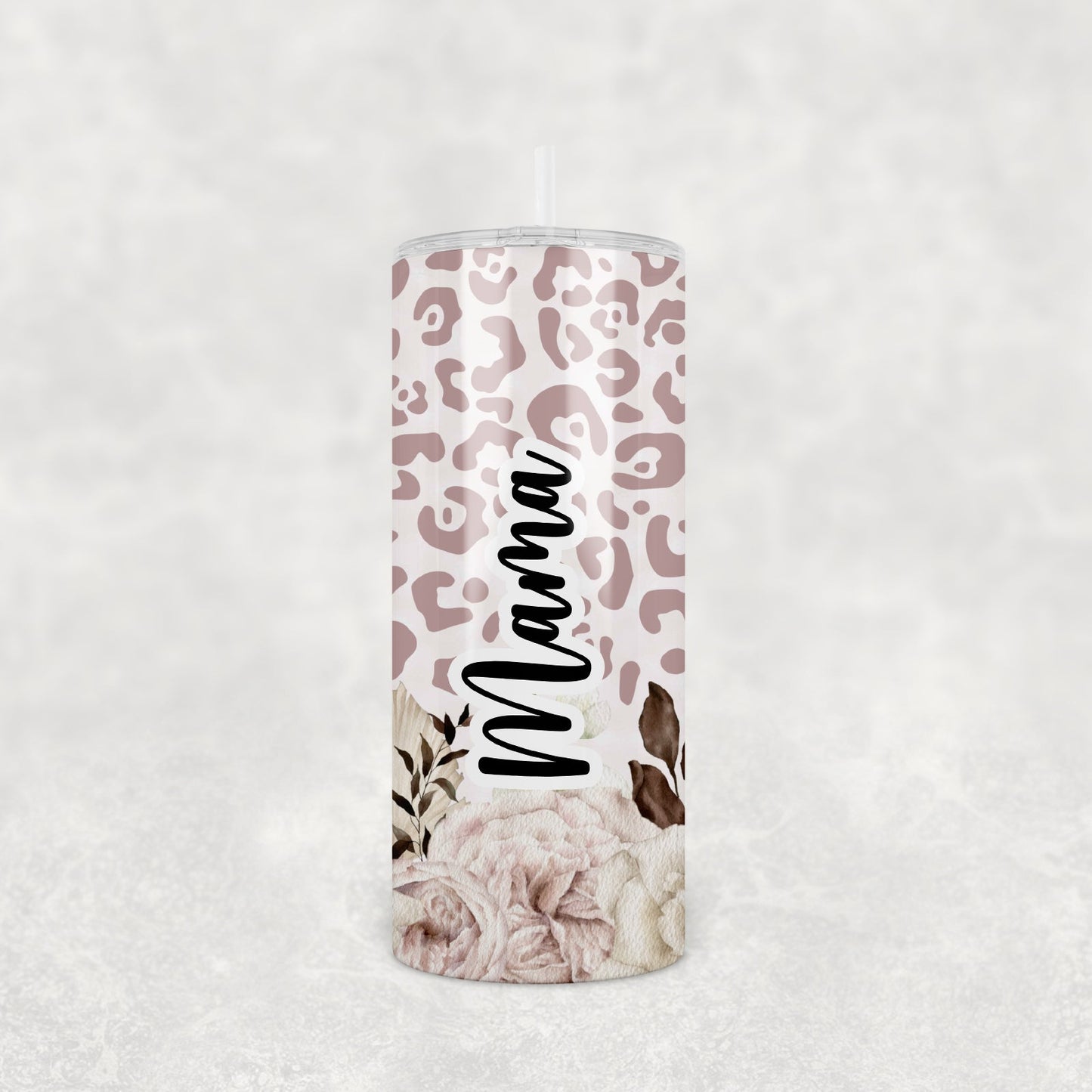 Leopard Rose Boho Personalised Tumbler 15oz (443mls)