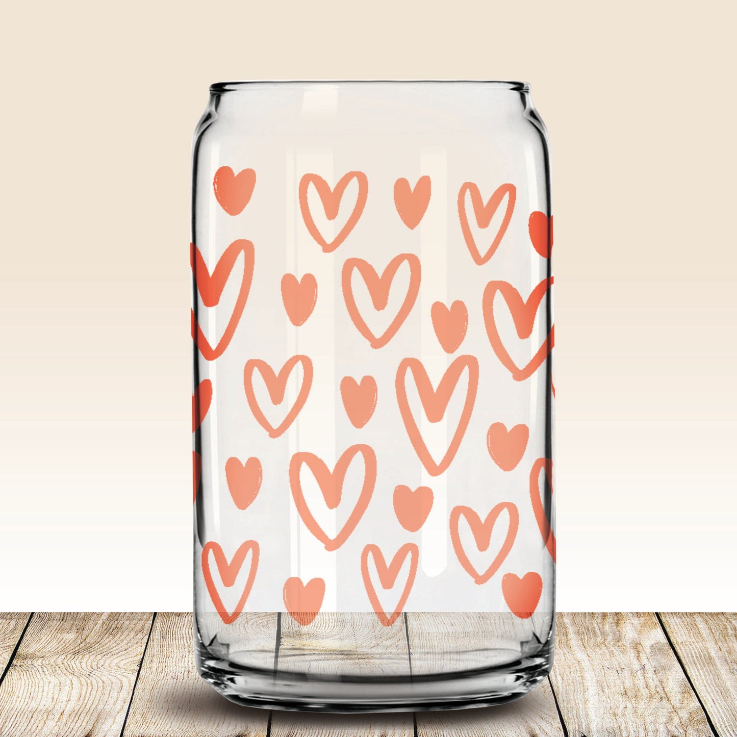 Classic Can Tumbler Glass - Mixed Hearts