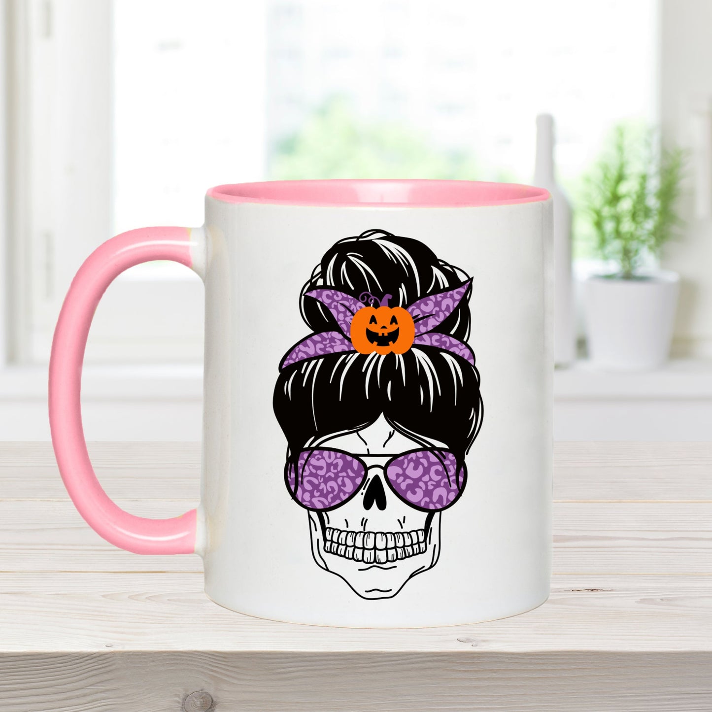 Mum Skull Messy Bun Halloween Coffee Mug | A Personal Touch