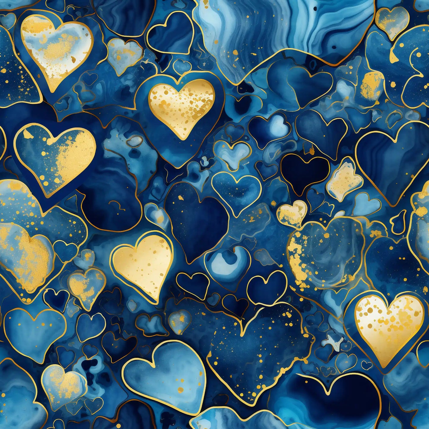 Blue & Gold Heart Marble | UV Printed Acrylic Panel | NZ Craft Supplies