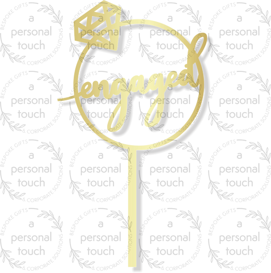 Engaged Ring Shaped Acrylic Cake Topper