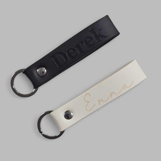 Personalised Engraved Leather-Look Engraved Key Ring
