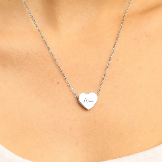 Personalised Heart Necklace – Engraved Initial or Name Necklace