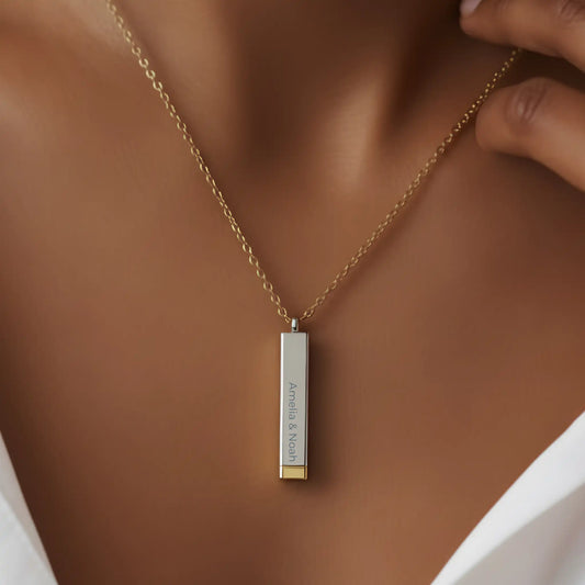 Hidden Message Necklace – Secret Engraved Sliding Bar Necklace