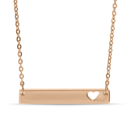 Engraved Coordinates Heart Bar Necklace