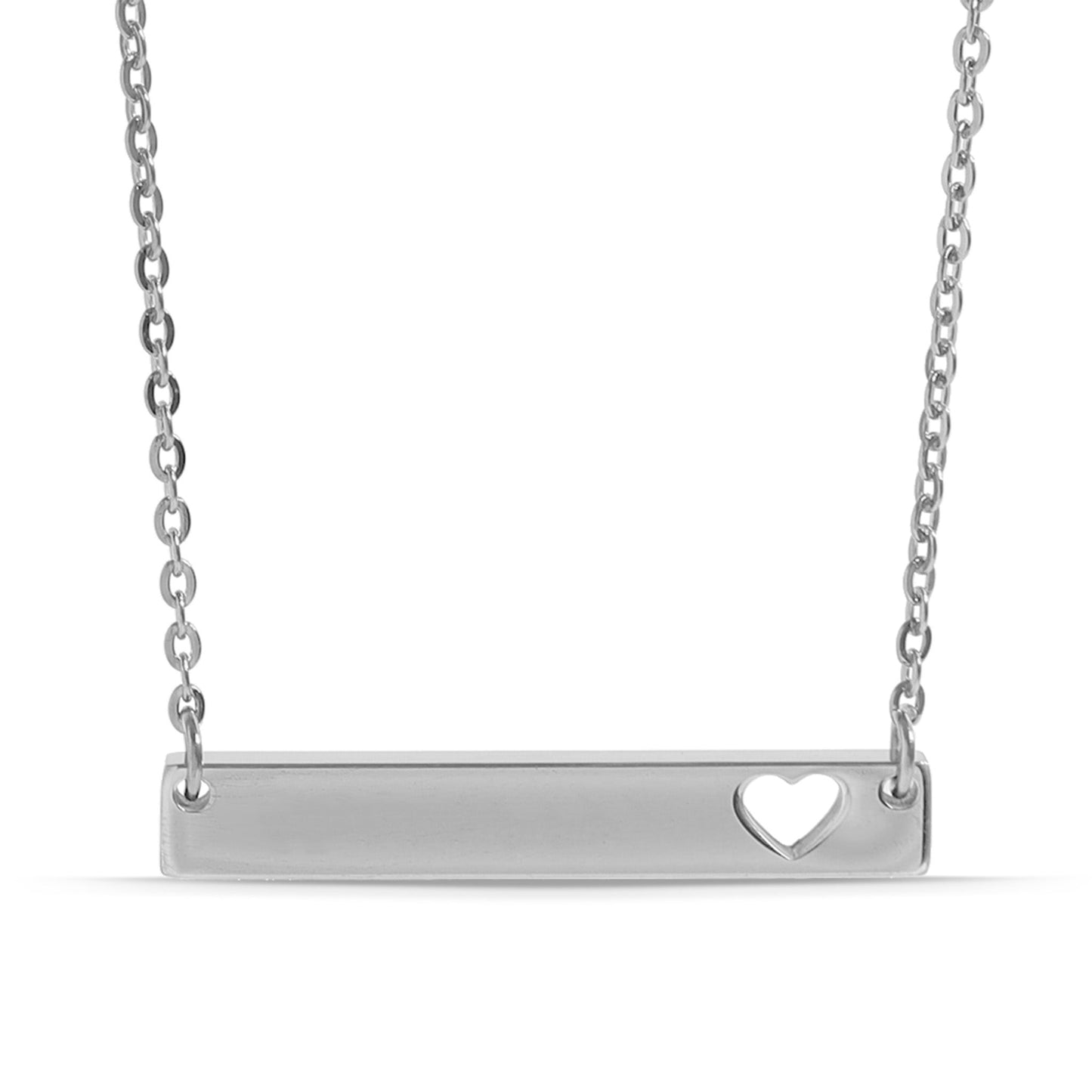 Engraved Coordinates Heart Bar Necklace