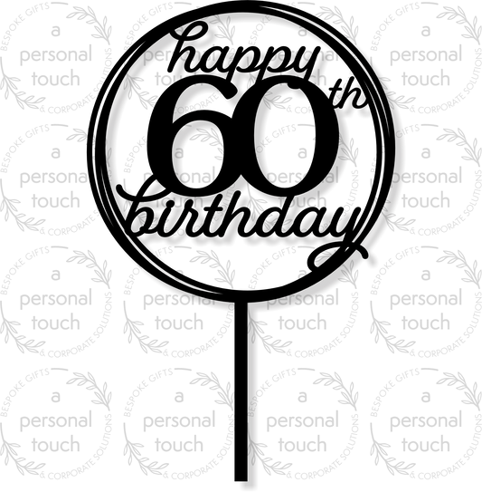 Happy 60th Birthday Acrylic Cake Topper