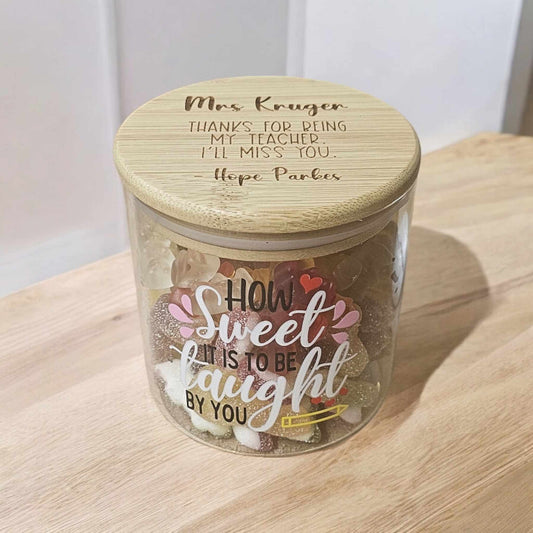 Personalised “How Sweet It Is to Be Taught by You” Lolly Jar – Teacher Gift