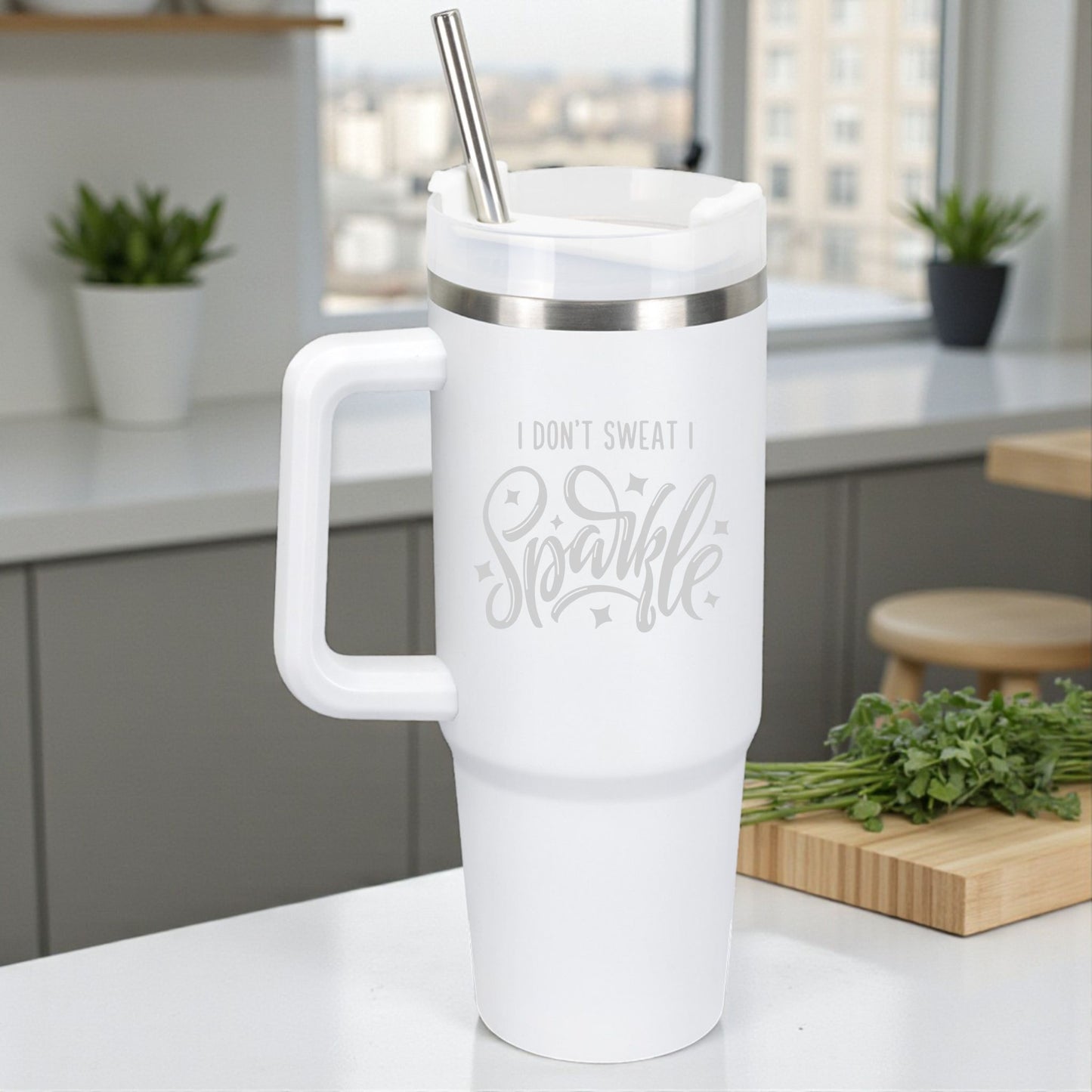 I Don't Sweat, I Sparkle - Engraved Dupe Tumbler