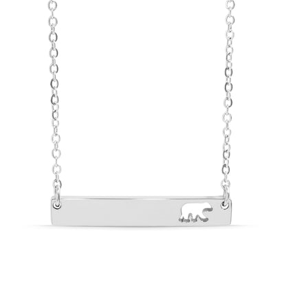 Mama Bear Engraved Bar Necklace – 18K Gold Stainless Steel