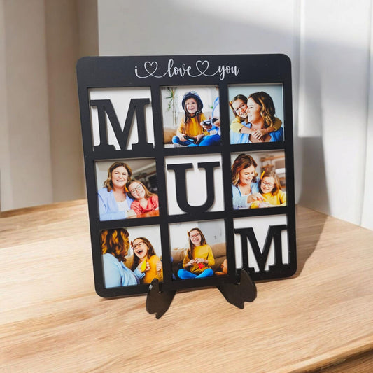 Personalised Acrylic Grid Photo Frame – “Mum”, "Mom", "Dad", “Nan” or “Pop”