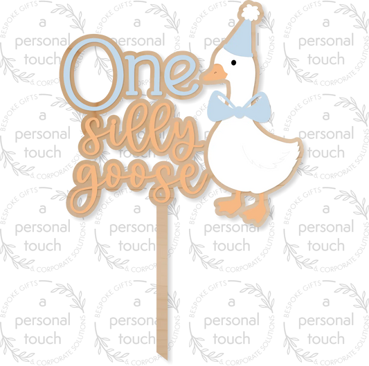 One Silly Goose first birthday wooden cake topper NZ