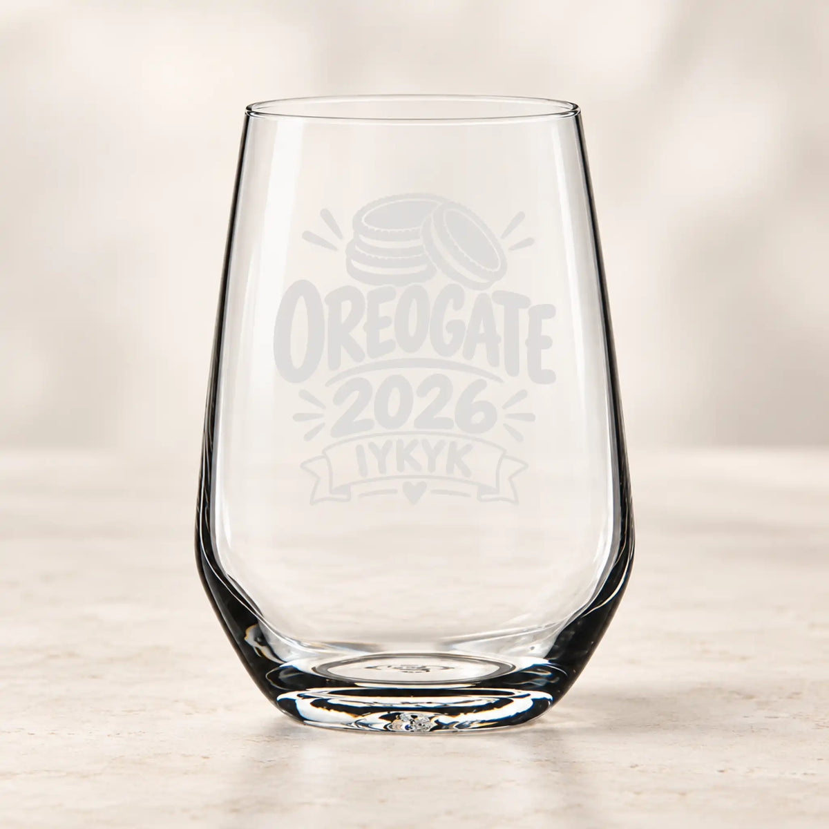 Oreogate 2026 IYKYK – Laser Engraved Stemless Wine Glass
