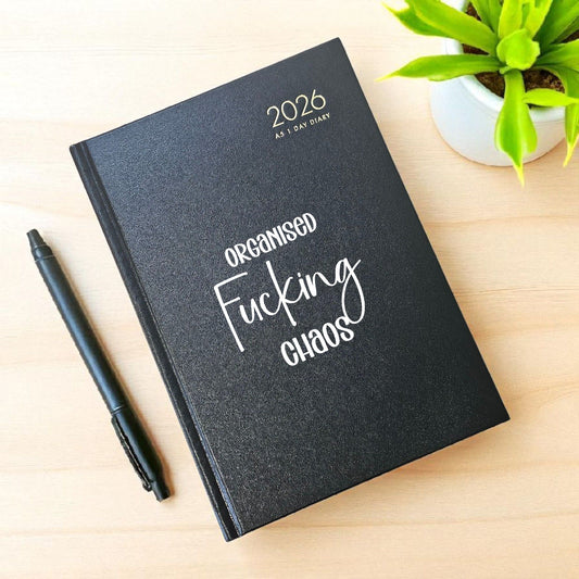 “Organised Fucking Chaos” Funny Collins Branded A5 Diary / Planner – One Day Per Page