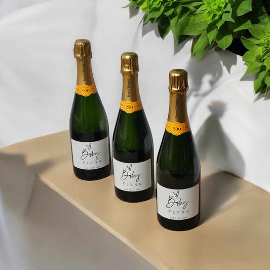 Custom Printed Wine Bottle Labels | Minimalist Heart Baby Announcement | Personalised Wine Label NZ
