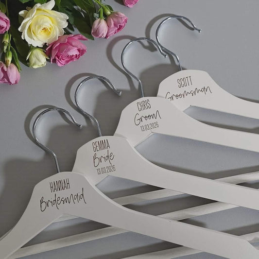 Personalised Wedding Coat Hangers – Laser Engraved Bridal & Groom Hangers
