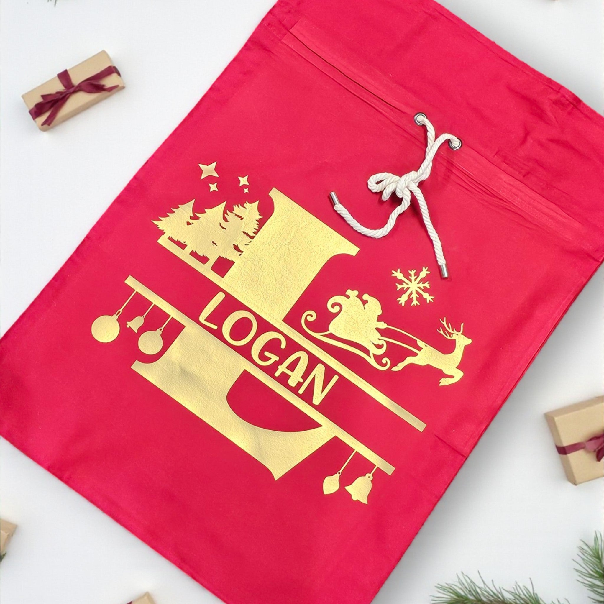 Split Monogram Personalised Santa Sack – A Personal Touch