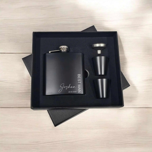 The Signature - Personalised Hip Flask Gift Box Set
