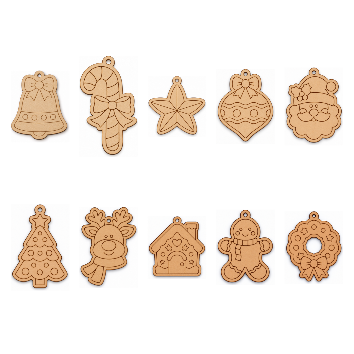 Christmas MDF Shapes for Kids to Paint – Packs of 10 (10cm or 20cm)