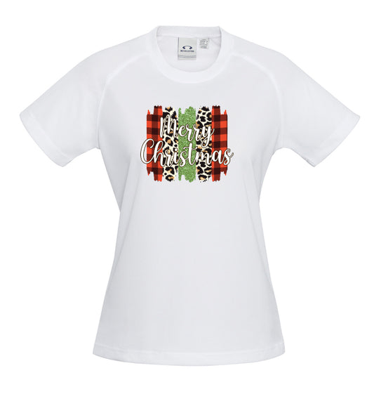 Merry Christmas Cheetah Plaid T-Shirt