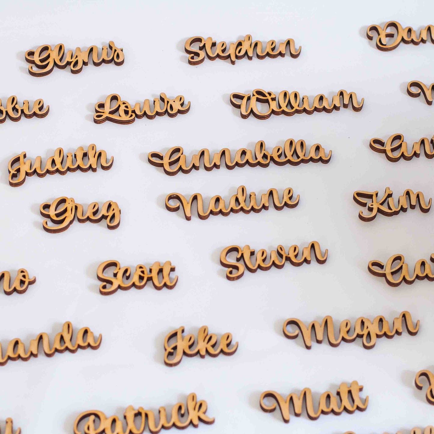 Custom Laser-Cut Wooden Name Place Cards - Font B